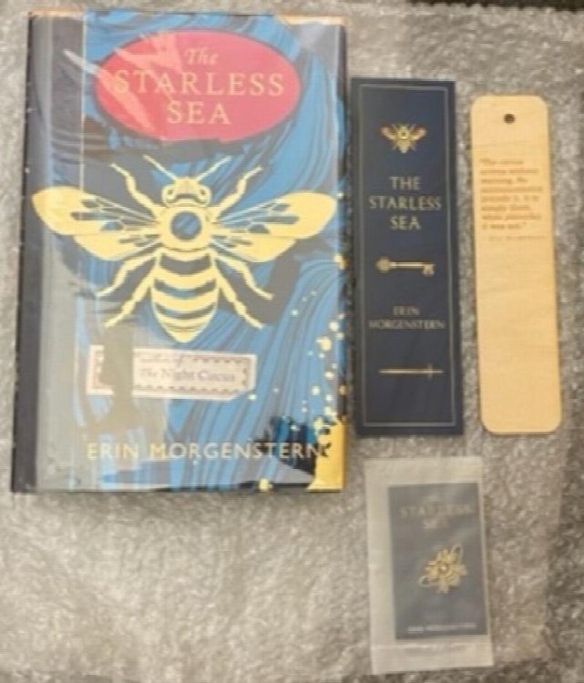 The Starless Sea (Signed & Dated First UK edition-first printing) Plus 2 Bookmarks & bee-Brooch