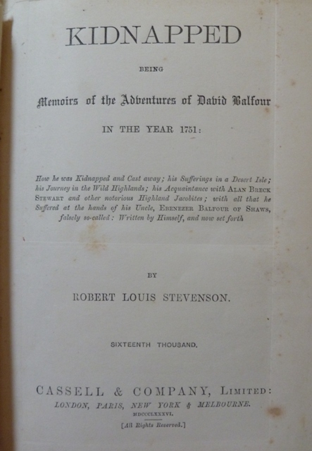 Kidnapped: Being memoirs of the adventures of David Balfour in the year 1751