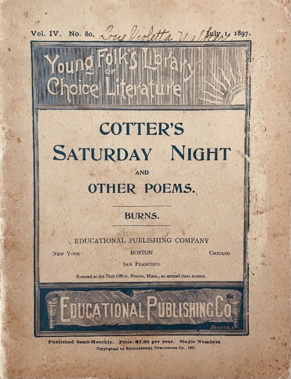 Young Folk's Library of Choice Literature: Cotter's Saturday Night and Other Poems