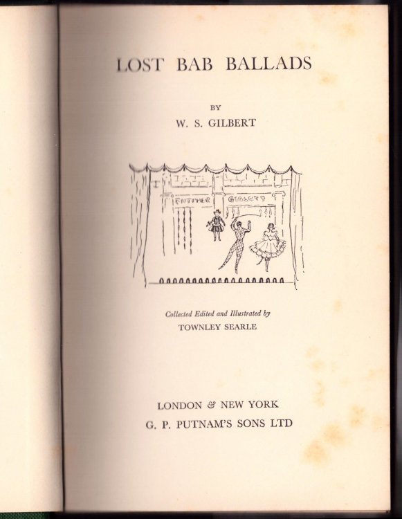 Lost Bab Ballads. Collected Edited and Illustrated By Townley Searle
