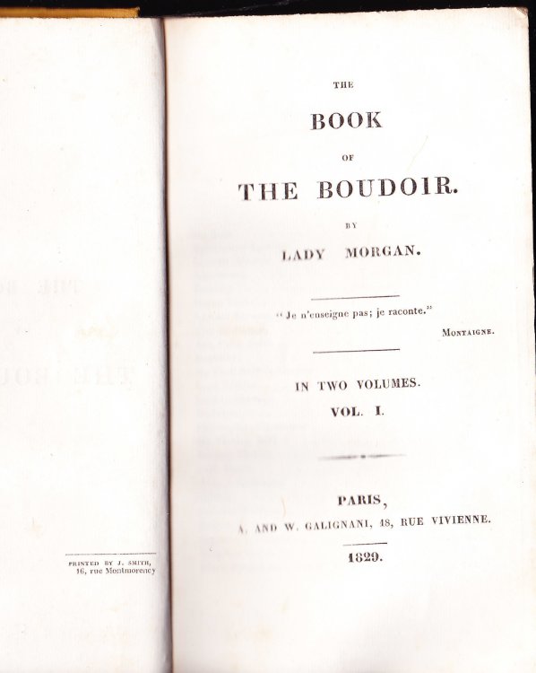The Book of the Boudoir. By Lady Morgan. In Two Volumes