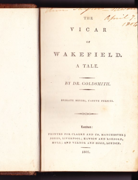 The Vicar of Wakefield. A Tale