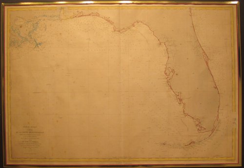 [Florida Map] Golfe du Mexique Carte de la Partie Septentrionale comprise entre l'entree du Canal de la Floride et les Bouches du Mississippi Dressee d'apres les documents les plus recents. Publiee par Ordre de L'Empereur, Sous le Ministere de Son Excellence Mr.le Mis. de Chasseloup-Laubat, Senateur