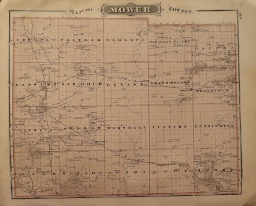 Map of Mower County 1874 - from Illustrated Historical Atlas of the State of Minnesota