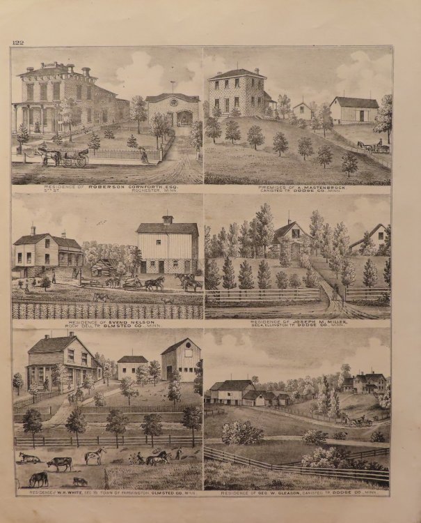 Lithographs of Breweries, Boarding House and Residences in Olmstead and Dodge Counties, Minn. 1874