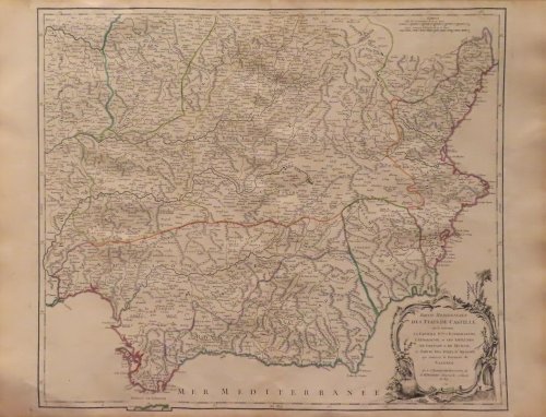 Partie Meridionale des Etats de Castille, ou fe trouvent las Castille Nlle. l'Estremadure, l'Andalousie, et les Royaumes de Grenade et de Murcie; et Partie des Etats d'Aragon, qui contient le Royaume de Valence