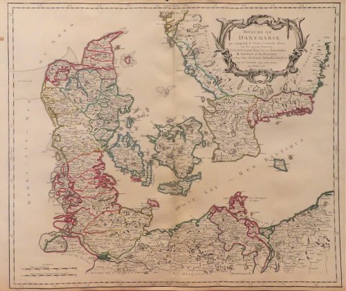 Royaume de Danemarck, qui comprend le Nort-Jutland divise en ses quaire Dioceses le Sud-Jutland divise en ses deux Duches de Sleswick et de Holstein et les Iles de Fionie, Selande, Laland &c.