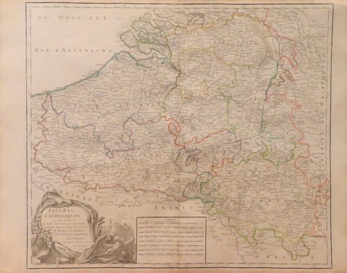 Pays-Bas Catholiques ou sont distinguees les Limites de la France qui comprennent le Comte d'Artois, partie des Comtes de Flandre et de Haynaut, et du Duche de Luxembourg