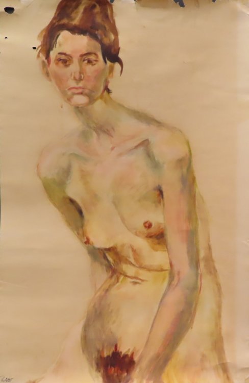[Nude female seated]