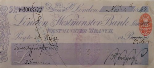 25 pound ( ) Note (Signed by Alfred Tennyson)