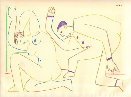 Picasso and the Human Comedy, Original Lithograph of Male & Female Models