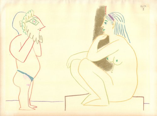 Picasso and the Human Comedy of Artist in Mask with Model.