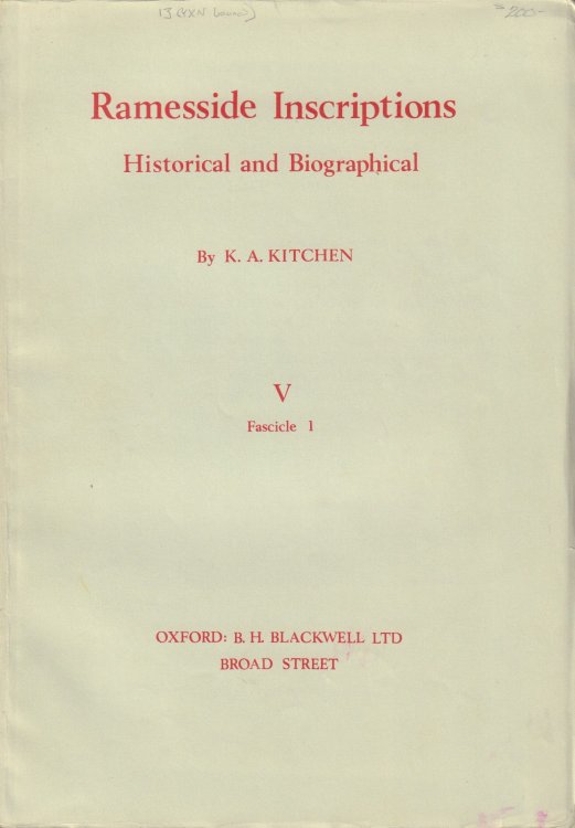 Ramesside Inscriptions V: 1-19 (Complete) Historical and Biographical