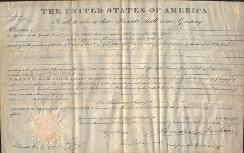 July 1, 1831 Land Grant Document to John Webster [Signed]