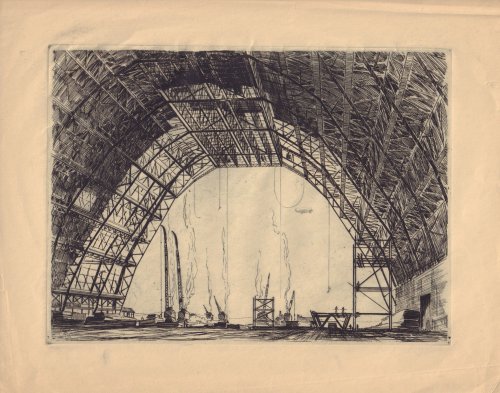 Intaglio of Zeppelin Hangar , Akron Ohio