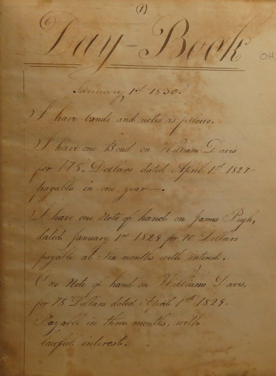 Day-Book [potentially from West Township Columbiana County, Ohio]