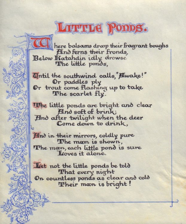 Little Ponds [in unique illuminated manuscript on vellum]