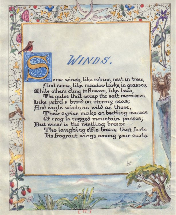Winds [in unique illuminated manuscript on vellum]