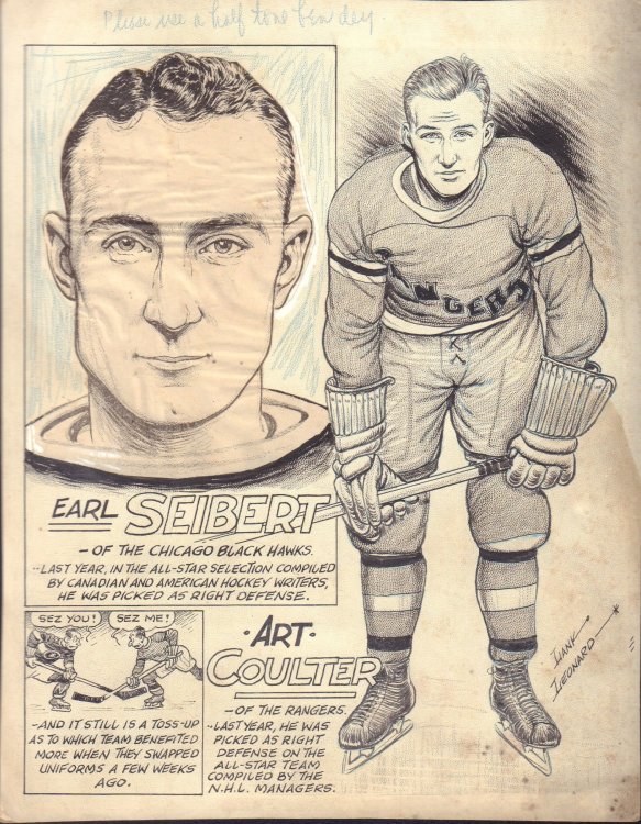 [Earl Seibert of Chicago Black Hawaks, Art Coulter of the New York Rangers]