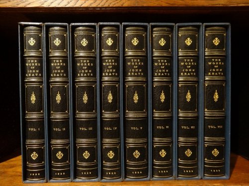 John Keats. Poetical Works and Other Writings. Edited with Notes and Appendices by H. Buxton Forman. Revised with Additions by Maurice Buxton Forman. With an Introduction by John Masefield. Hampstead Edition in the publisher's slipcases.