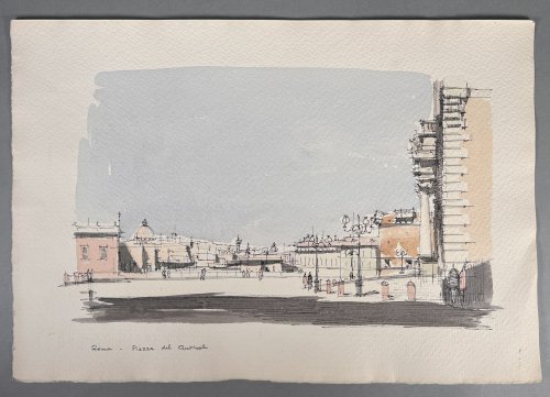 Roma - Piazza del Quirinale Original Ink & Watercolor