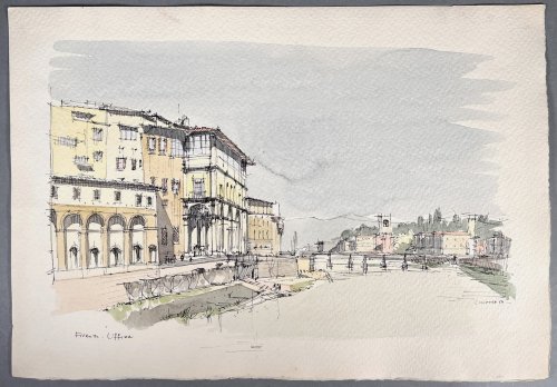 Firenze - Uffizzi Original Ink & Watercolor