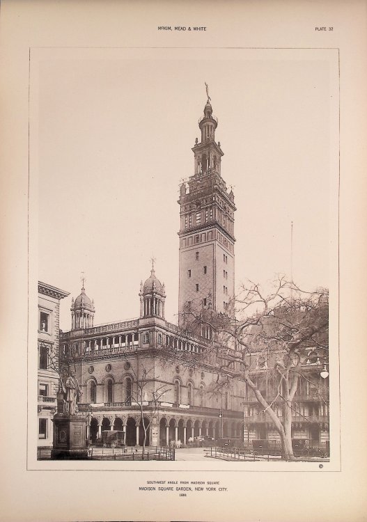 Six Original Plates of Madison Square Garden, New York City, 1891; From A Monograph of the Work of Architecture of McKim, Mead & White, 1879-1915.