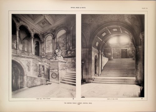 Two Original Plates of The Boston Public Library, Boston Mass. 1898; From A Monograph of the Work of Architecture of McKim, Mead & White, 1879-1915.