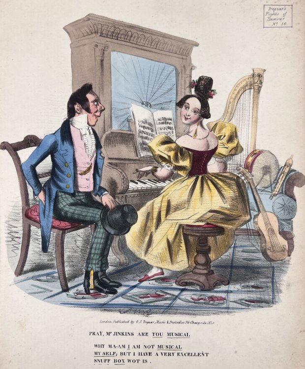 Pray, Mr. Jinkins are you Musical. Why Ma-am I am not Musical Myself; but I Have a Very Excellent Snuff Box Wot is.