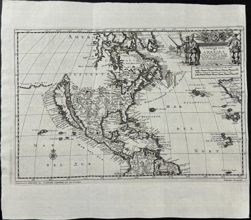 T Noorder Deel van Amerika Door C. Kolumbus in zyn Eerste Togt Ontdekt. [Map of North America -Christopher Columbus]