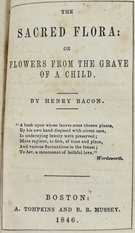 The Sacred Flora: or Flowers from the Grave of a Child