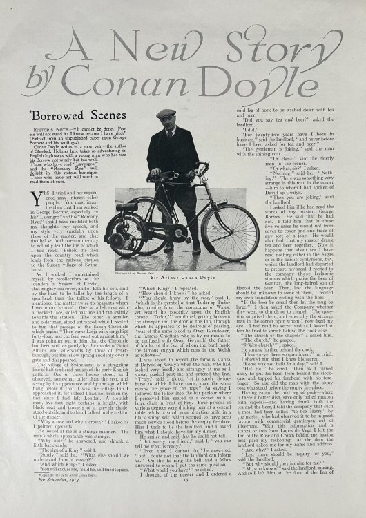 Borrowed Scenes; A New Story by Conan Doyle from Harper's Bazaar [Bazar] September 1913