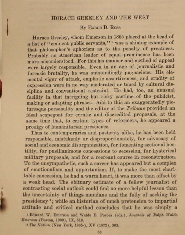 Horace Greeley And The West
