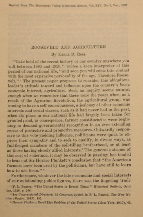 Roosevelt And Agriculture