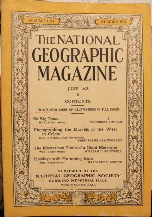 So Big Texas as contained in The National Geographic Magazine June 1928