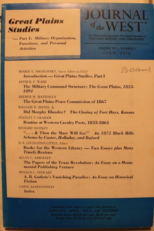 Great Plains Studies Journal of the West Volume XV Number 5 July 1976
