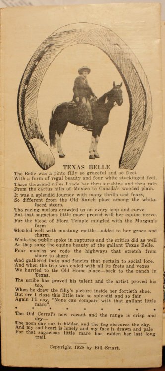 Lot of ephemera including three promotional cards for Mexico to Montreal On A Cow Pony, and a brochure containing several of Bill Smart's poems and 3 illustrations.