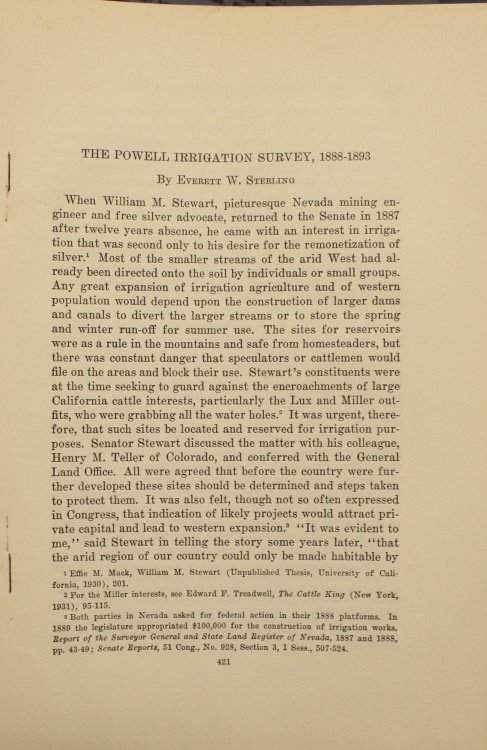 The Powell Irrigation Survey 1888-1893