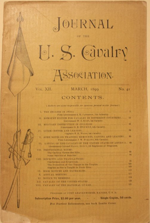 Journal Of The United States Cavalry Association Vol. XII No. 41 March 1899