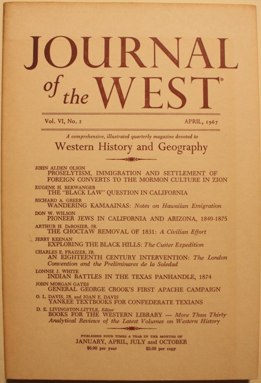Exploring The Black Hills as contained in Journal of the West Vol. VI, No 2. April 1967