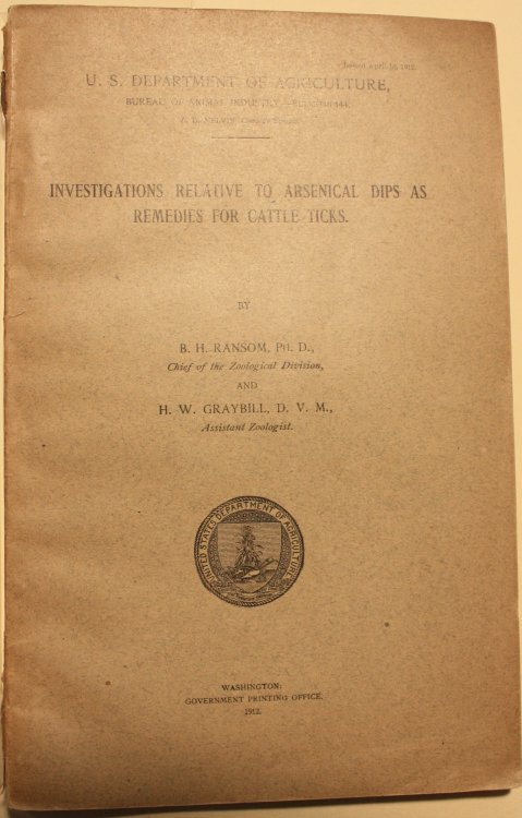 Investigations Relative To Arsenical Dips As Remedies For Cattle Ticks