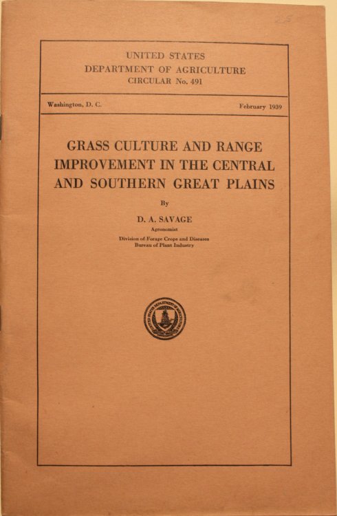Grass Culture And Range Improvement In The Central And Southern Great Plains