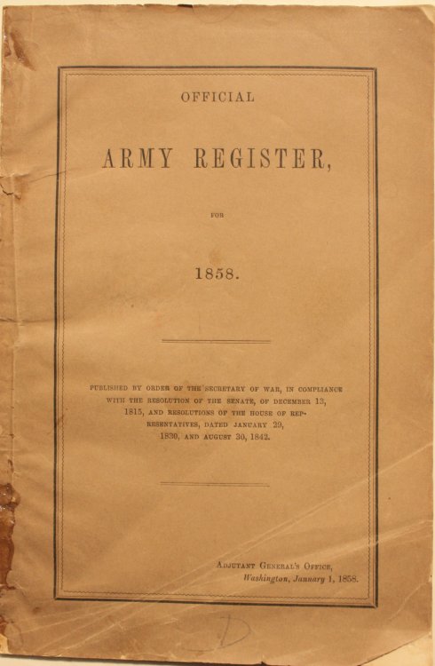 Official Army Register For 1858