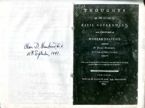 Thoughts on the Nature of Civil Government and Strictures of Modern Politics