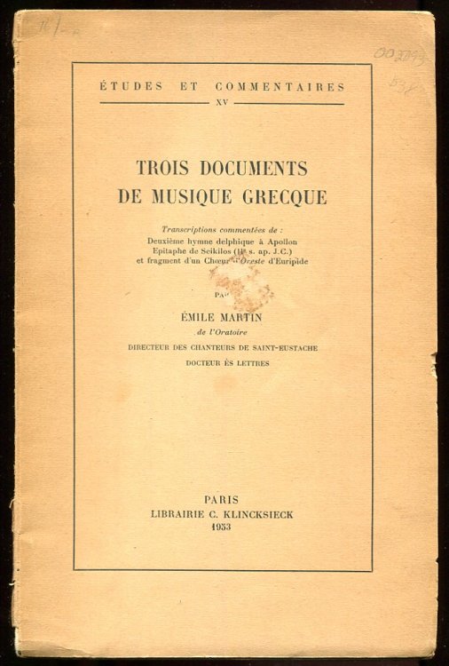 Trois Documents De Musique Grecque.
