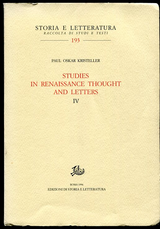 Studies in Renaissance Thought and Letters. IV