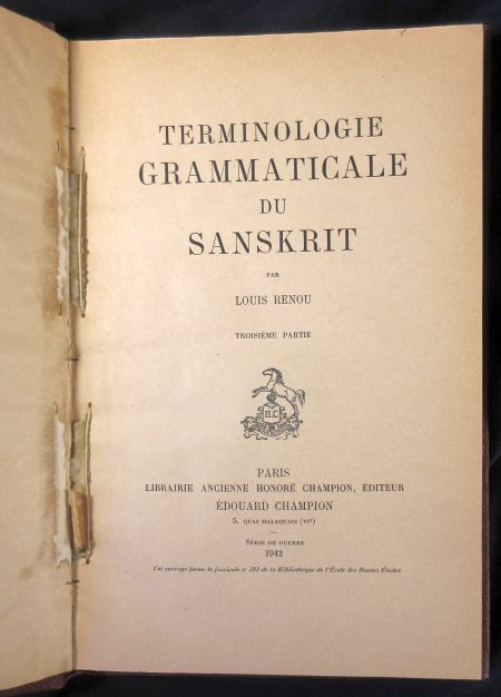 Terminologie Grammaticale Du Sanskrit. Troisieme Partie.