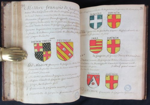 Manuscript - Genealogie De La Maison De Haynin [Hennin] En Haynaut [Hainaut] With 350+ Hand-Coloured Blazons