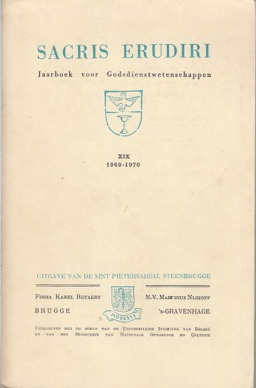 Sacris Erudiri Jaarboek Voor Godsdienstwetenschappen 1969-1970