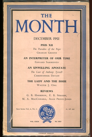 The Month. December, 1951 New Series Vol. 6, No. 6